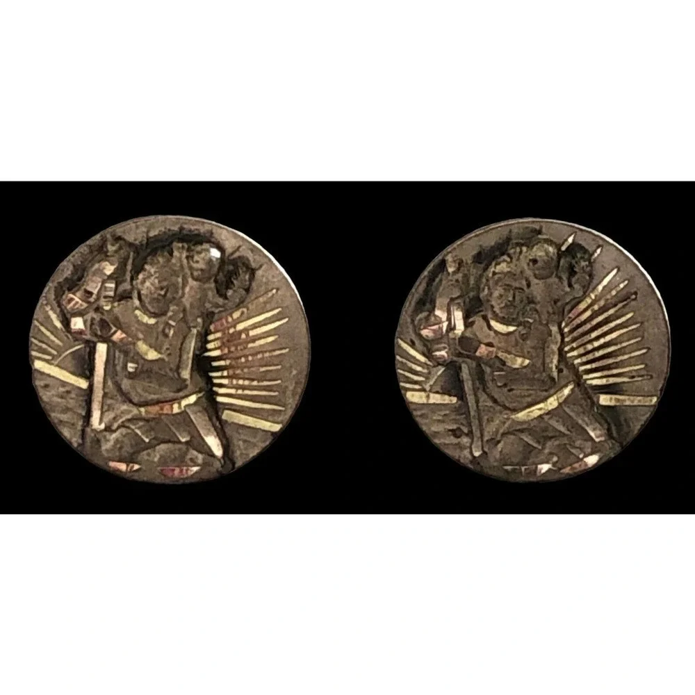 Swift and Fisher Sterling Silver Saint St Christopher Religious Martyr Cufflinks